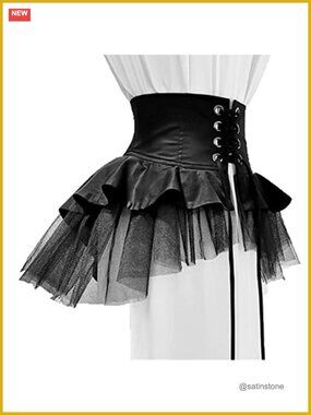 Gothic Steampunk Bustle Skirt Ruffle Overskirt Tutu Cosplay Costume